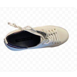 White Sneakers with Blue and Red Accents, worn once.​